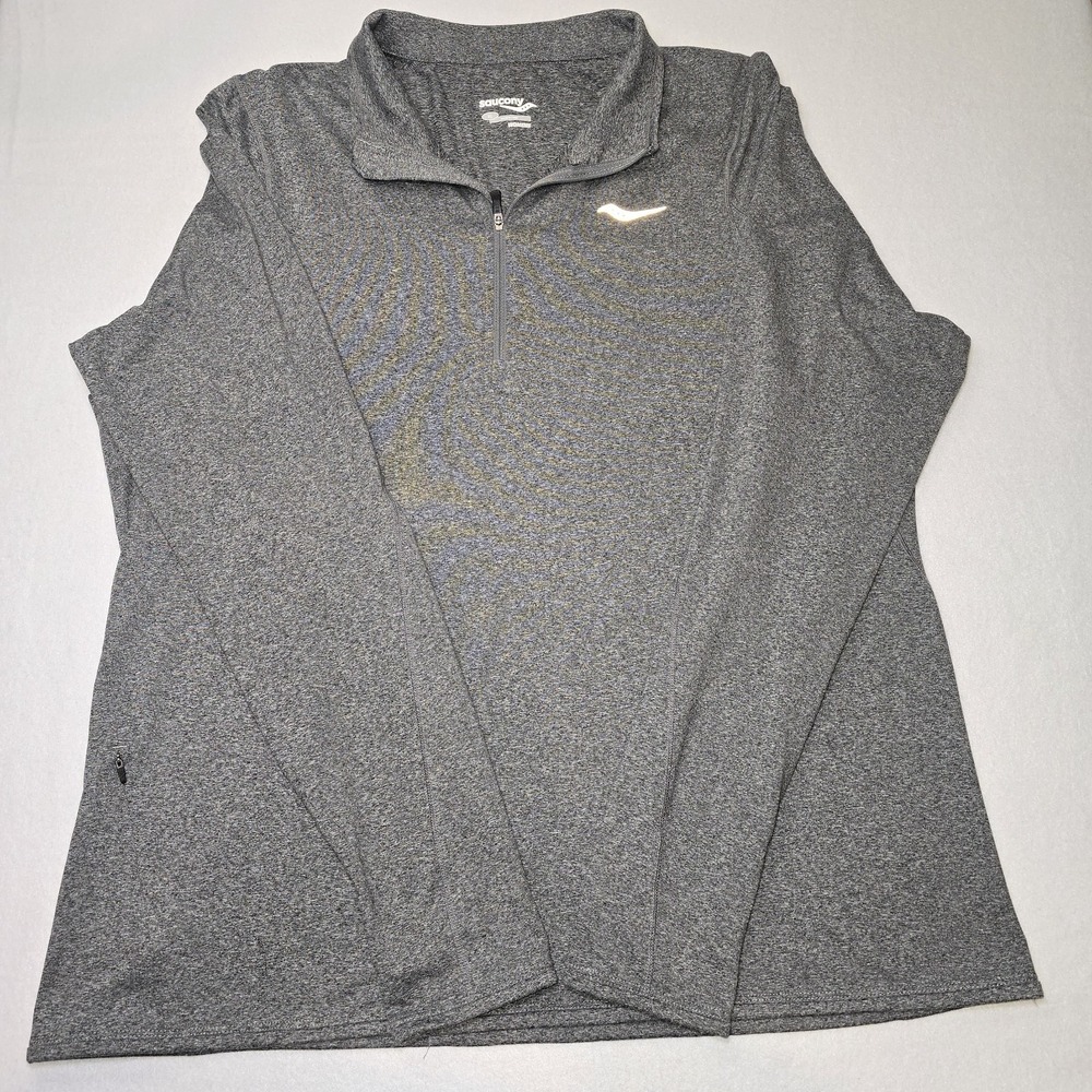 Women's Saucony Gray Quarter Zip Running Athletic Long Sleeve Performance Tech‎